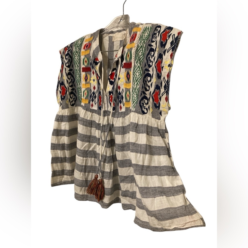 Altar’d State 100% Cotton Colorful Embroidered Striped Top. Size Small. - Picture 2 of 12